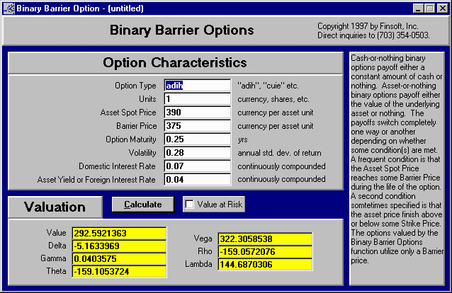 Binary option price calculator