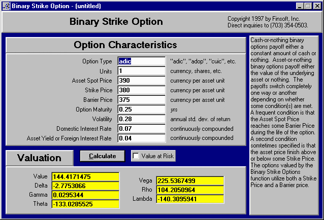Calculate delta fx options